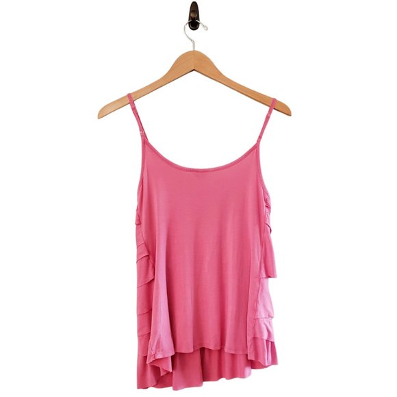 🆓 Guess Flowy Tiered Jersey Camisole - Size L - Picture 2 of 5